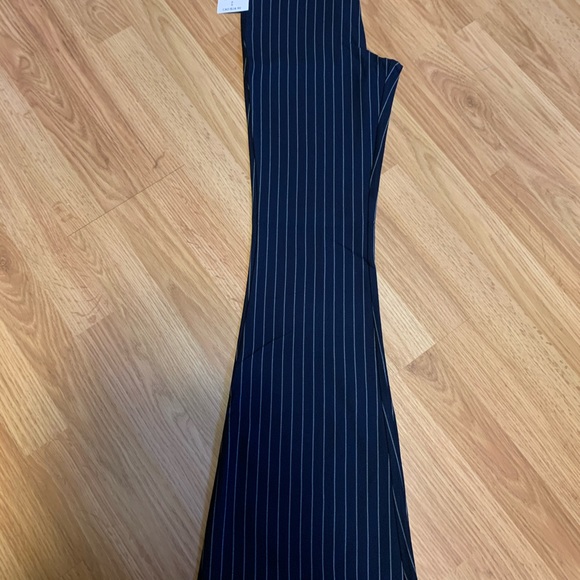 Flared Navy Pinstripe Pants - Picture 2 of 2